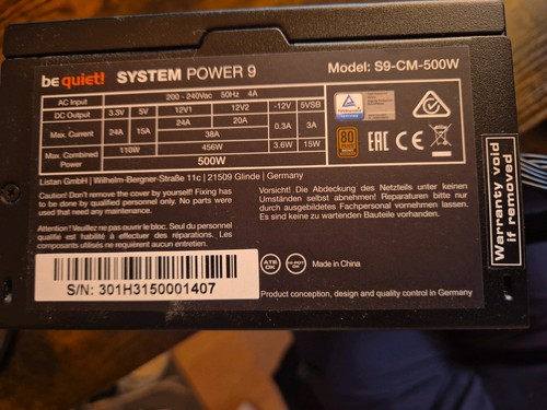 Quiet system power 9 - power, 500w