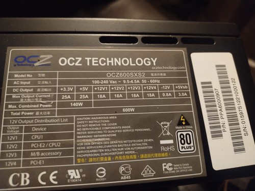 Ocz600sxs2 acz 600w netzteil - ocz600sxs2,